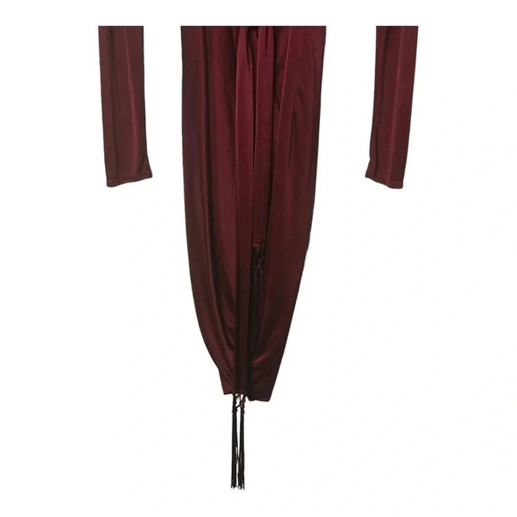0388W.‎ ALTUZARRA FOR TARGET SATIN WRAP DRESS SIZE 4 MAROON IN COLOR; WITH BELT - Picture 6 of 11